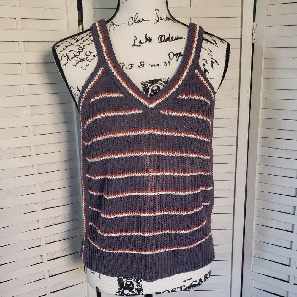 Striped Knit V-Neck Tank Top